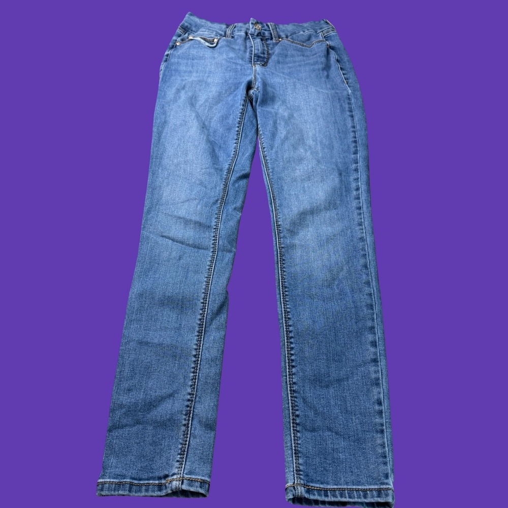 Seven7 Womens Tummyless Skinny Jeans Size 6 Blue Stretch Denim High Rise